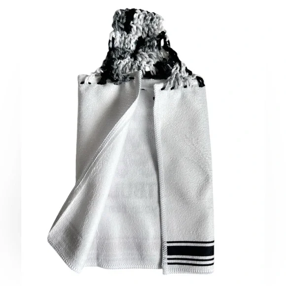 Hand Crafted Black and White Pitbull Themed Hanging Kitchen Hand Towel - Picture 6 of 6